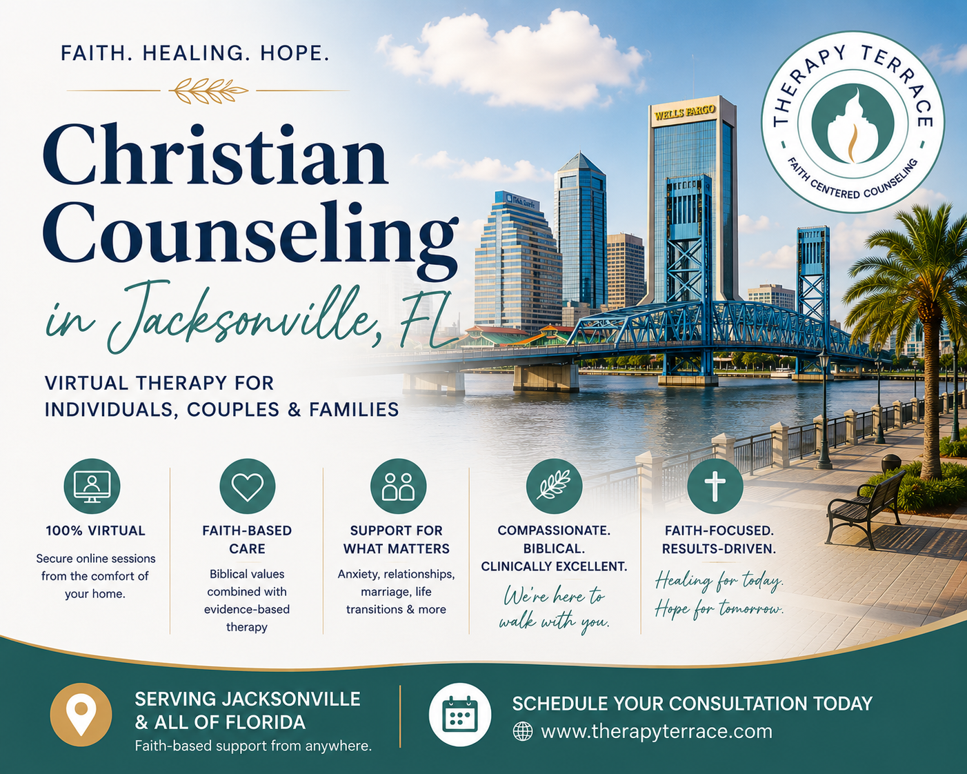 Virtual Christian counseling in Jacksonville Florida for individuals couples and families