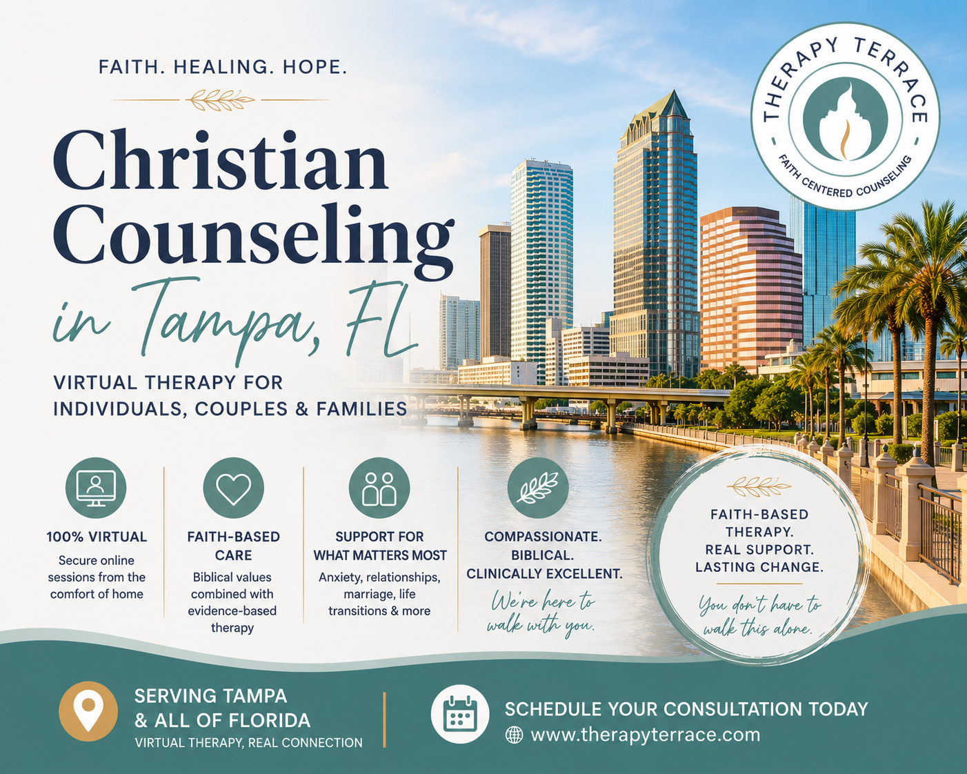 Virtual Christian counseling in Tampa Florida for individuals couples and families