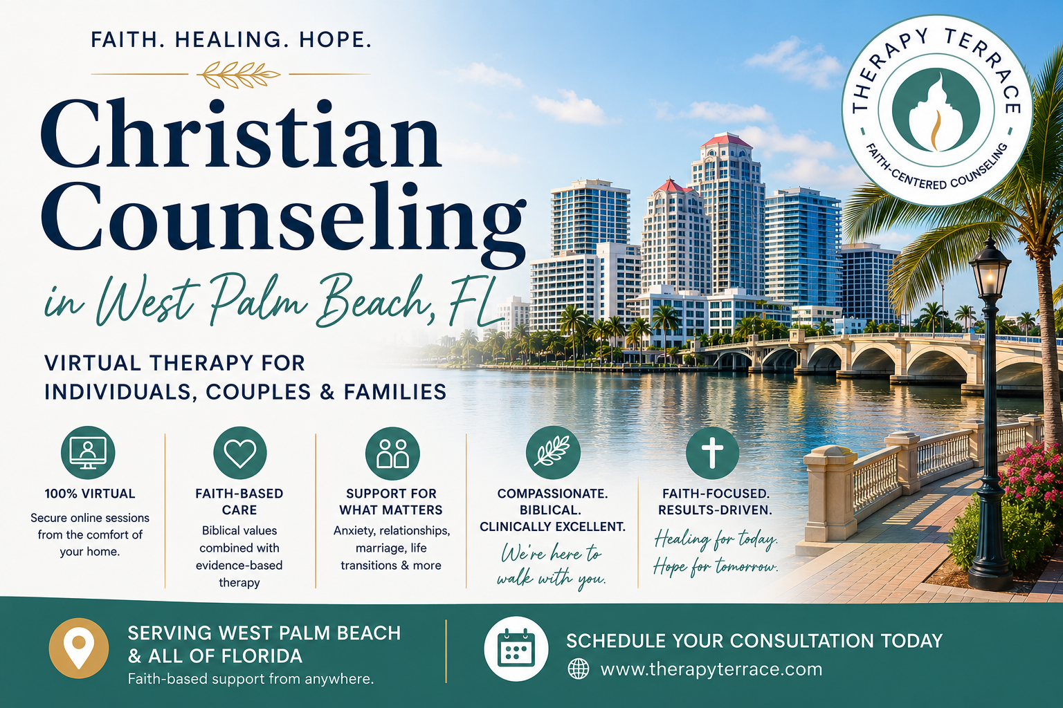 Virtual Christian counseling in West Palm Beach Florida for individuals couples and families