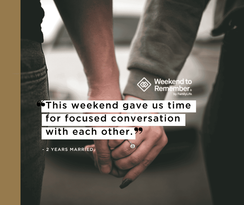 Couple holding hands while investing in their marriage through counseling, communication, and a Christian marriage retreat.