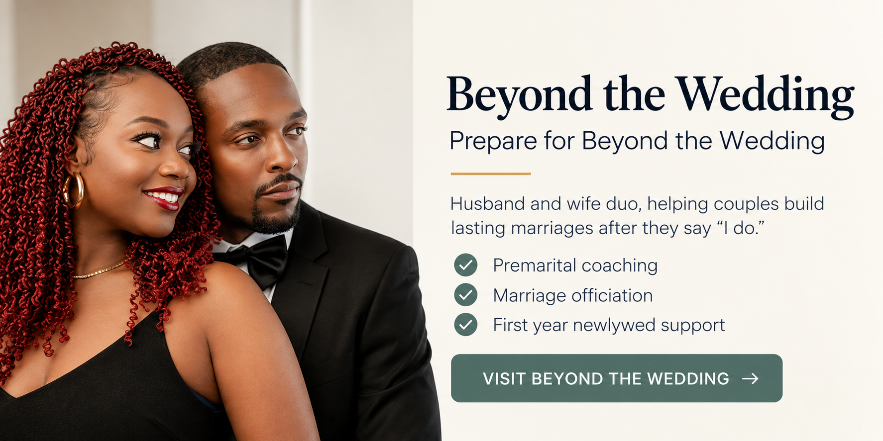 Beyond the Wedding premarital coaching, marriage officiation, and newlywed support for couples