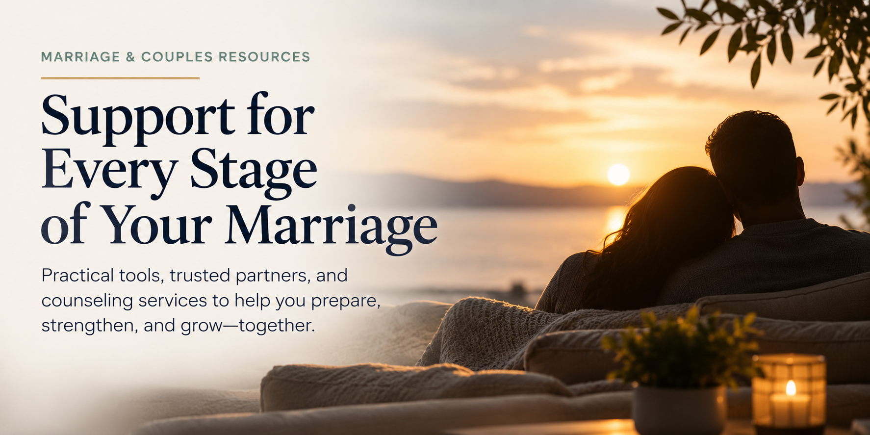 Couple sitting together at sunset representing marriage support and couples resources in Florida